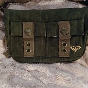 Roxy Olive Green Canvas Messenger Bag